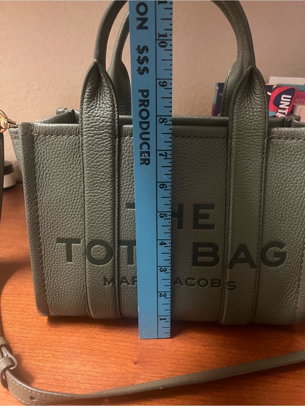 Marc Jacobs The Tote Bag Olive Green Leather Satchel like new - Picture 9 of 10